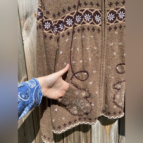 Vintage Fair Isle Winter Ski Cardigan Sweater:Snow Travel Novelty - Picture 5 of 9